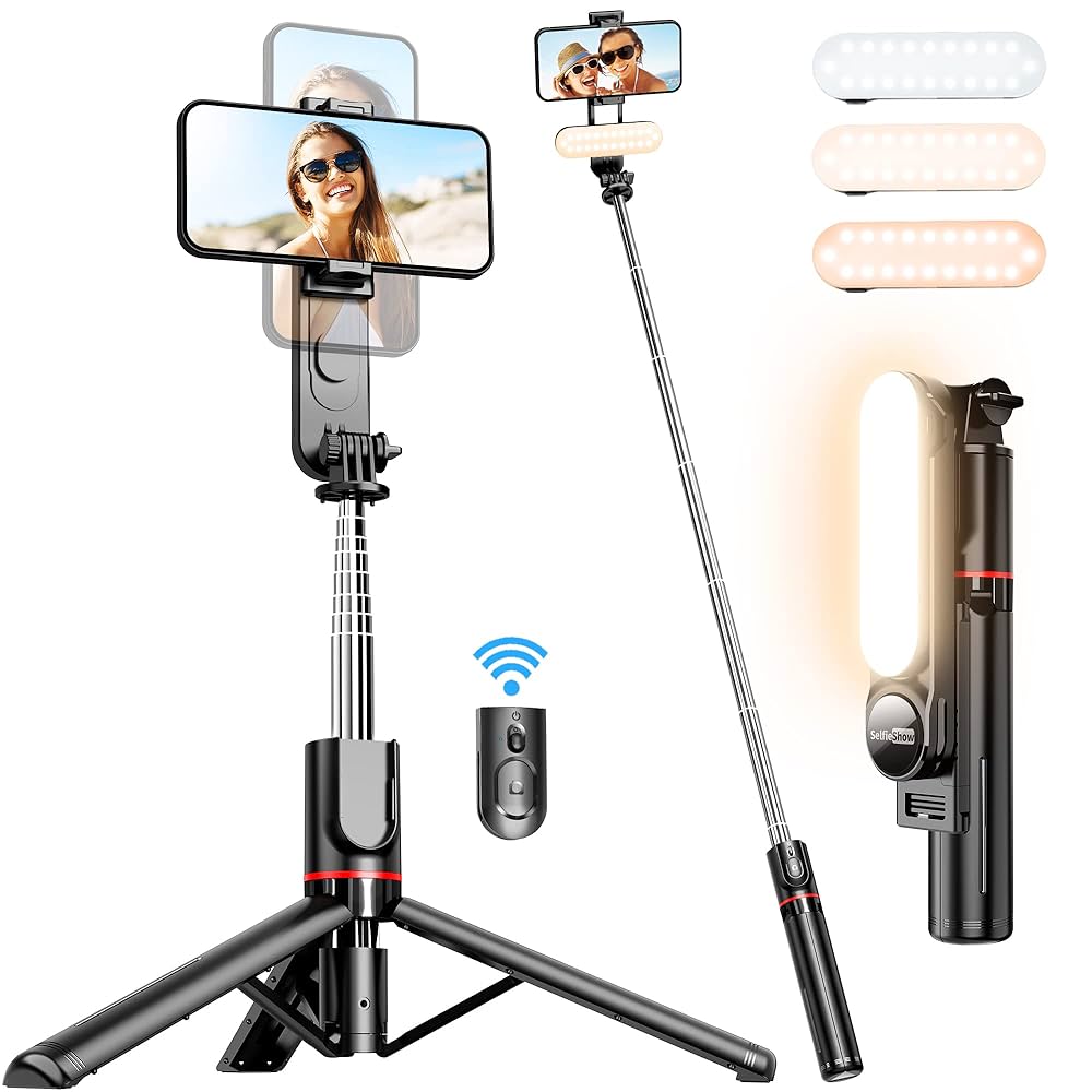 Extendable Flash 3-in-1 Selfie Stick Tripod with Bluetooth Remote