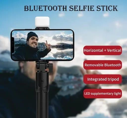 Extendable Flash 3-in-1 Selfie Stick Tripod with Bluetooth Remote